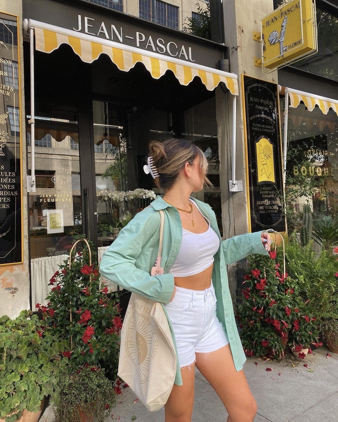 WHITE DENIM SHORTS + TANK TOP