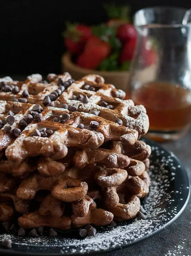 Chocolate Stout Waffles with Whiskey Syrup