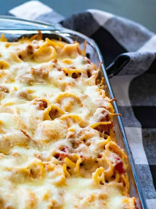 Baked Spaghetti Casserole with Sausage