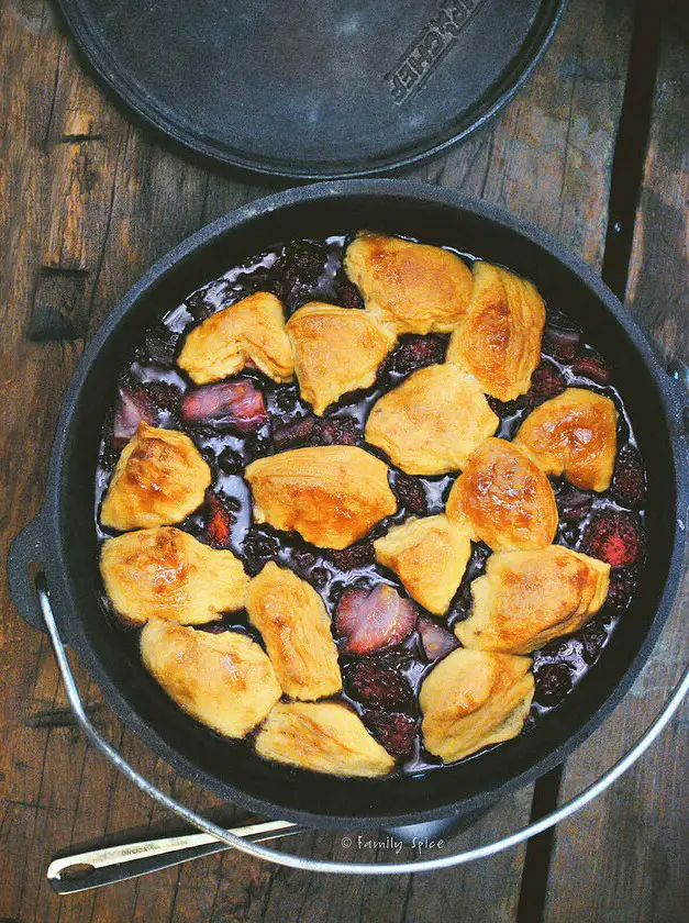 Campfire Dutch Oven Berry Cobbler