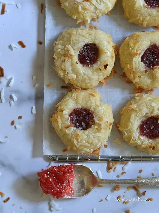 Coconut Jam Thumbprint Cookies