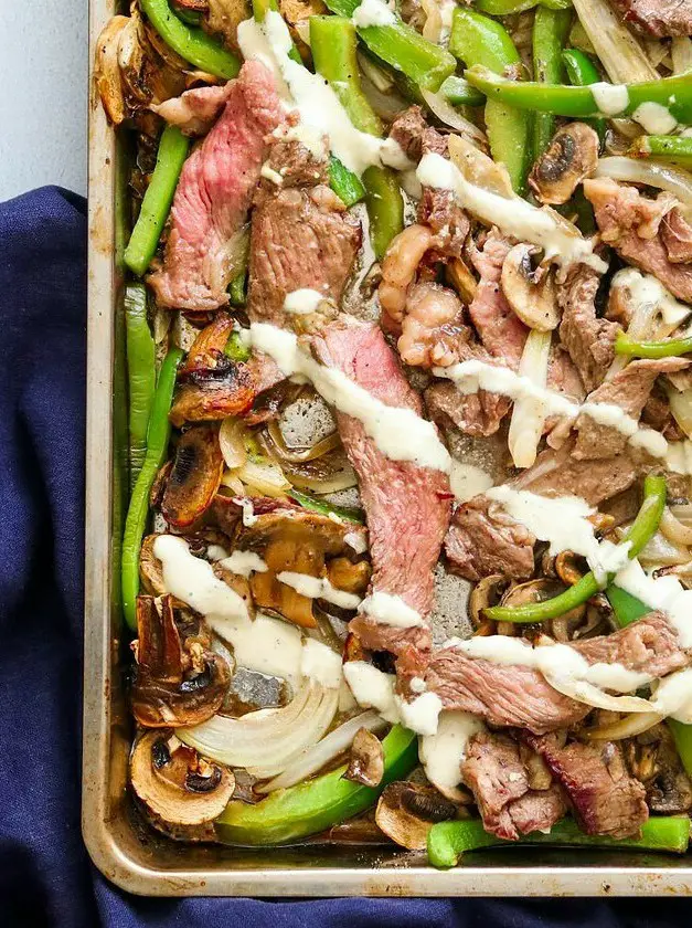 Sheet Pan Paleo Philly Cheesesteak