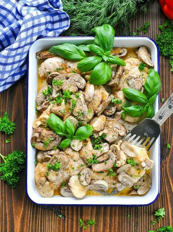 Dump-and-Bake Chicken and Mushrooms