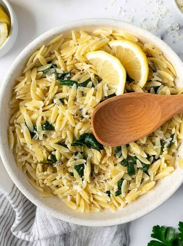 Lemon Orzo with Spinach