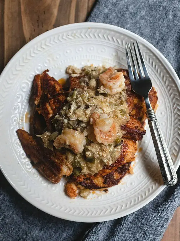 Blackened Catfish with Pontchartrain Sauce