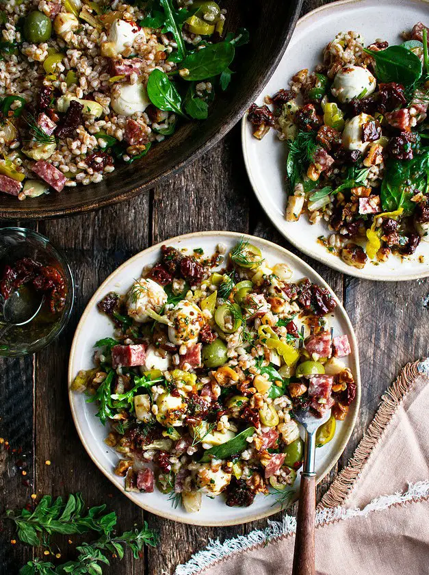 Antipasto Farro Salad with Sun-Dried Tomato Vinaigrette