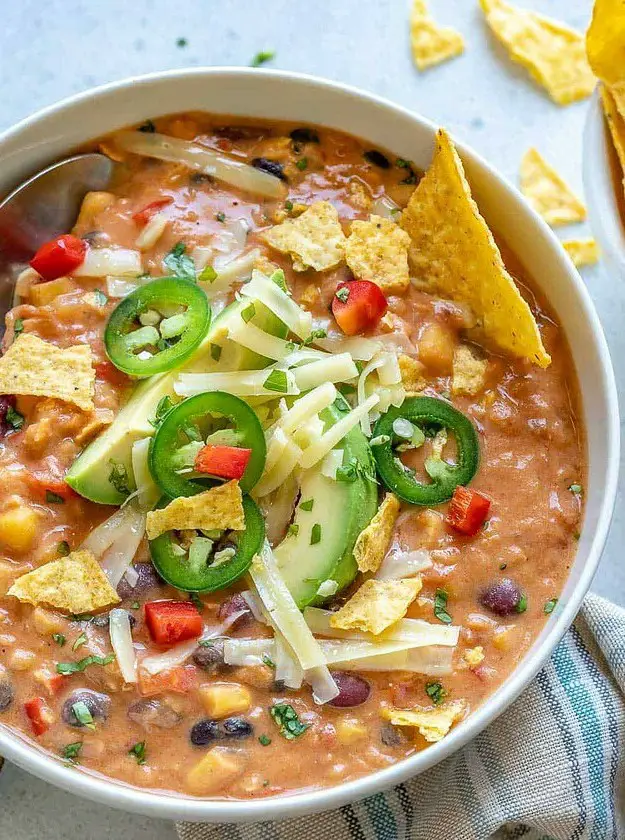 Crockpot Vegetarian Creamy Tortilla Soup