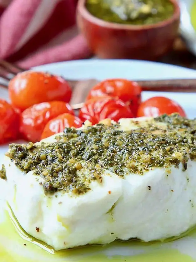 Baked Chilean Sea Bass with Pesto