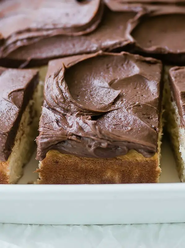 Yellow Sheet Cake with Chocolate Fudge Frosting