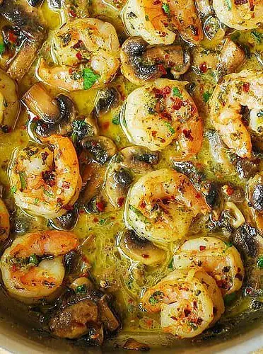 Pesto Shrimp with Mushrooms