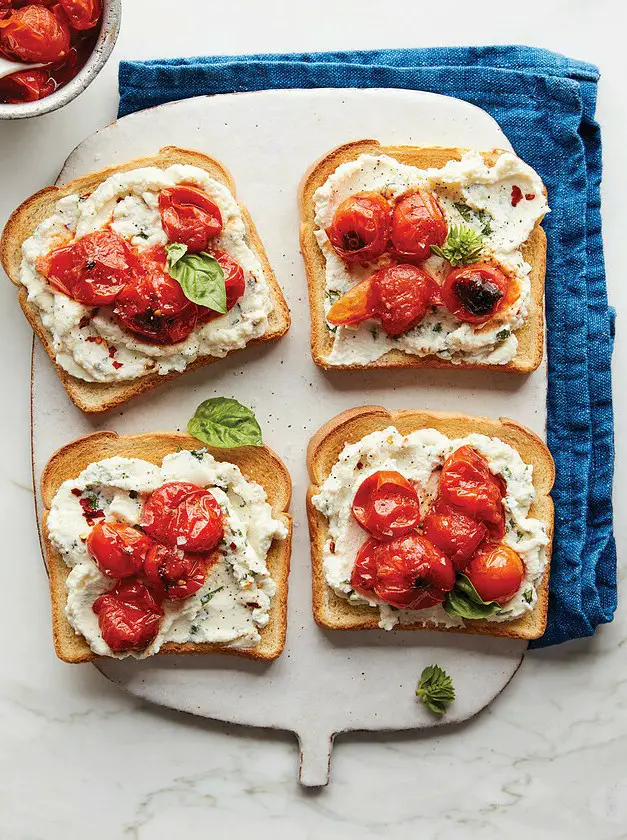 Tomato Ricotta Toast with Basil