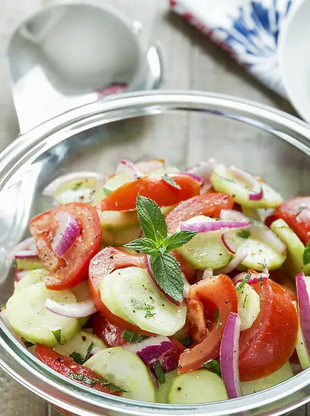 Cucumber, Onion, and Tomato Salad