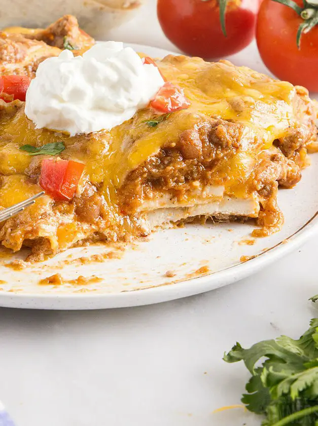 Easy Layered Ground Beef Mexican Taco Casserole