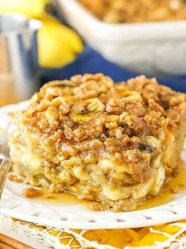 Overnight Baked Banana French Toast Casserole