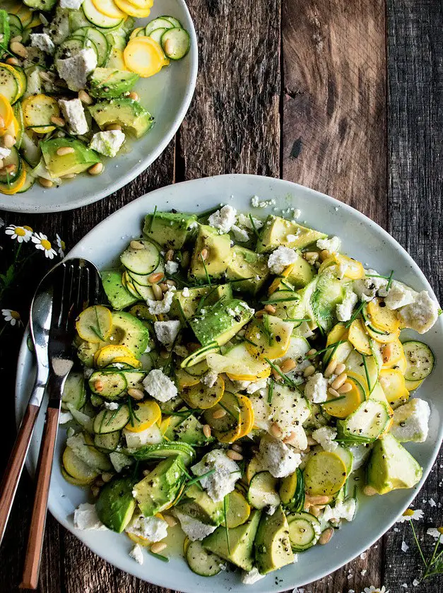 Summer Squash Salad with Avocado & Pine Nuts