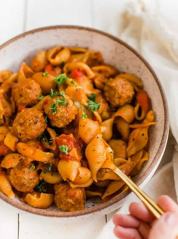 Easy Vegan Instant Pot Pasta with Plant-Based Meatballs