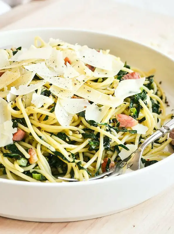 Kale and Pancetta Pasta with Lemon and Garlic