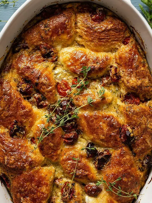 Southern Caprese Biscuit Breakfast Strata