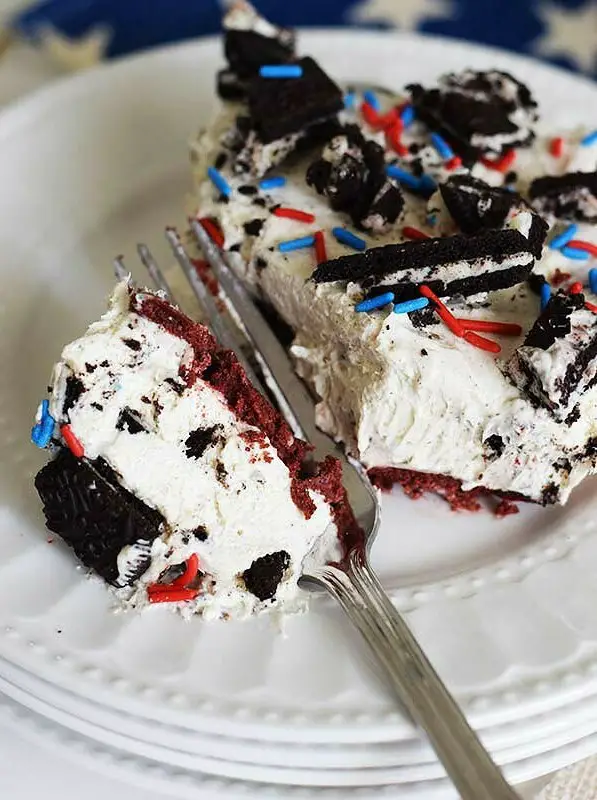 No Bake Fireworks Oreo Cheesecake Bars