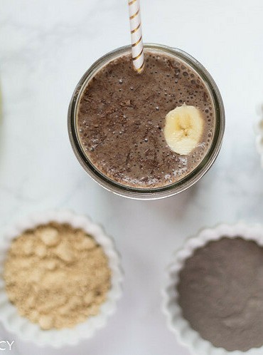 Chocolate Peanut Butter Banana Protein Smoothie