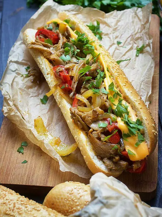 Vegan Philly Cheesesteak Sandwich