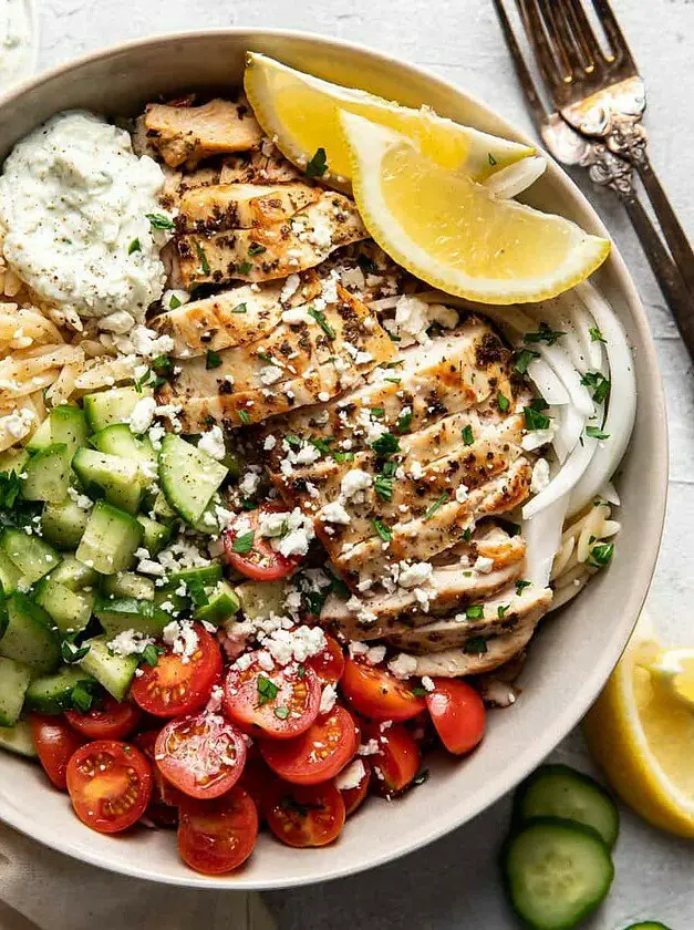 Greek Chicken Orzo Bowls