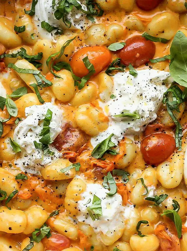 Creamy Tomato Gnocchi with Burrata