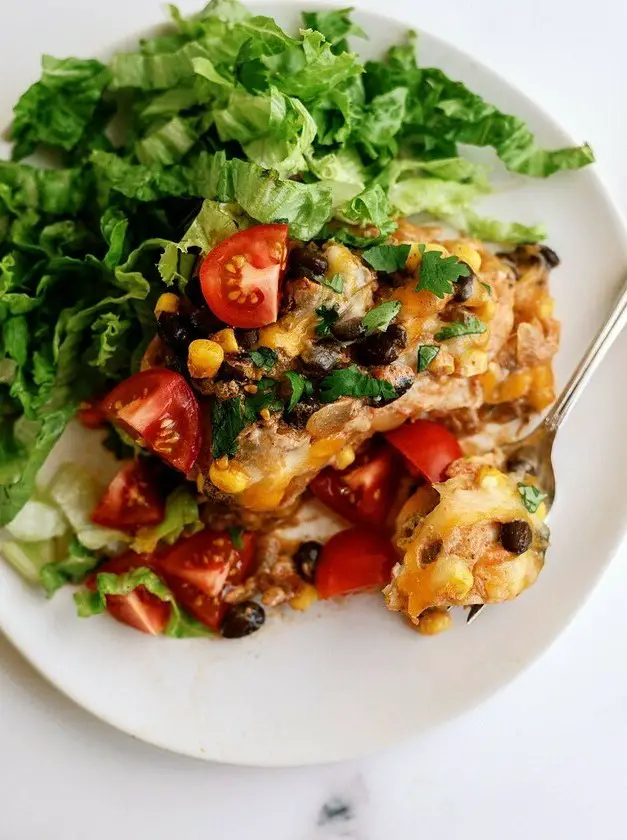 Cheesy Beef Enchilada Casserole