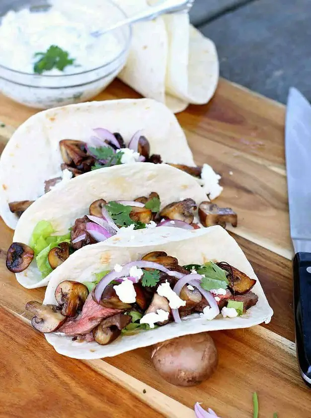 Mushroom & Flank Steak Tacos