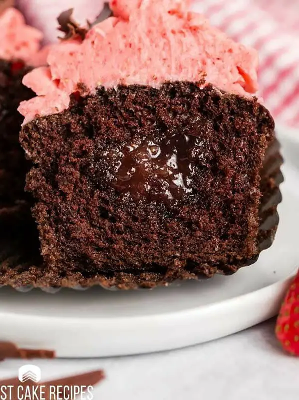 Chocolate Strawberry Filled Cupcakes