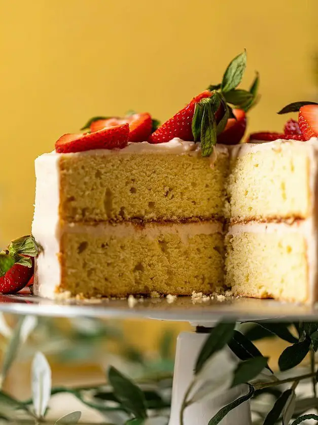 Lemon Strawberry Layer Spring Cake