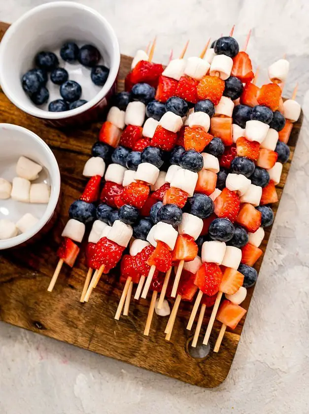 Red, White and Blue Fruit Kabobs