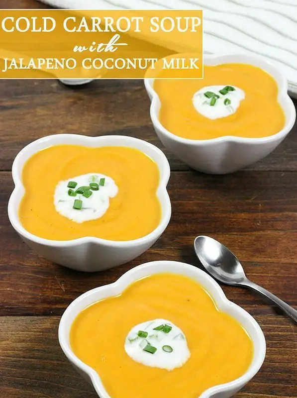 Cold Carrot Soup with Jalapeno Coconut Milk