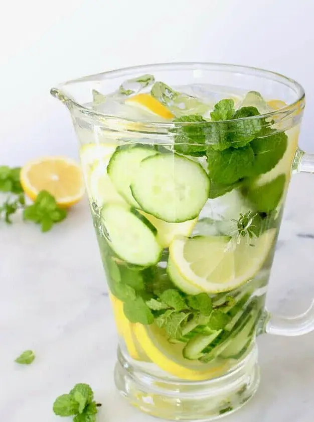 Cucumber Detox Spa Water with Lemon and Mint