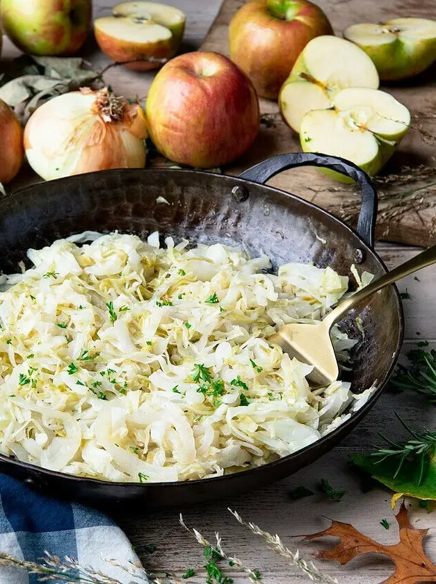 Fried Cabbage with Apples and Onions