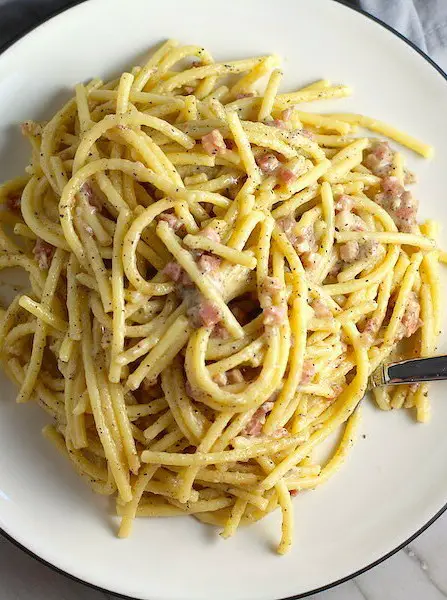 Pasta with Pancetta Parmesan and Black Pepper