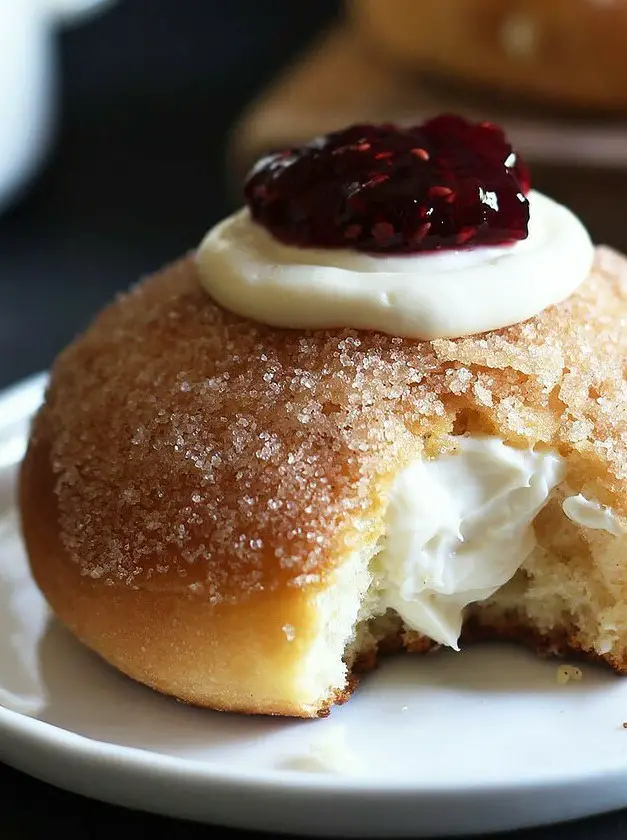 Cheesecake Stuffed Baked Doughnuts