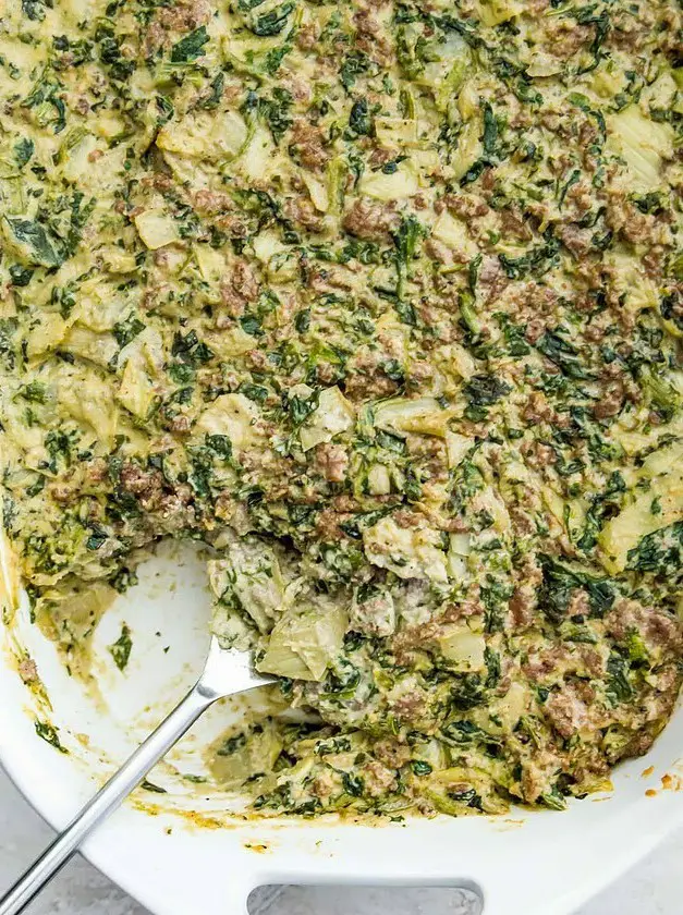 Paleo Spinach and Artichoke Ground Beef Casserole