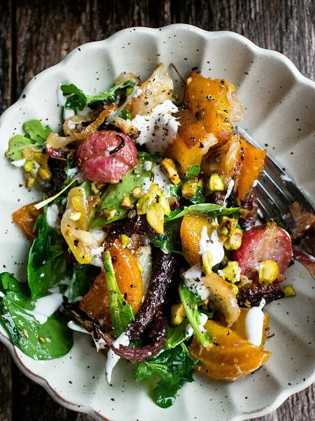 Spring Root Vegetable Salad with Pistachio Vinaigrette