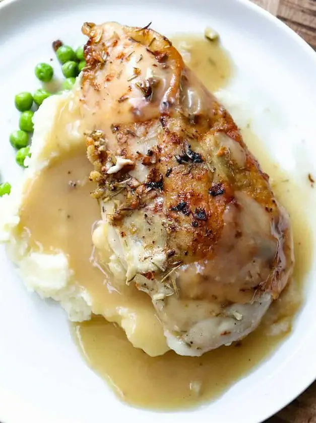 Bone in Chicken Breast with Garlic Compound Butter Sauce