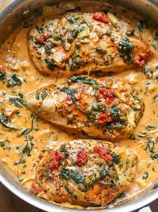 Creamy Tuscan Chicken with Spinach and Artichokes