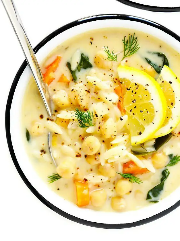 Lemon Orzo Chickpea Soup