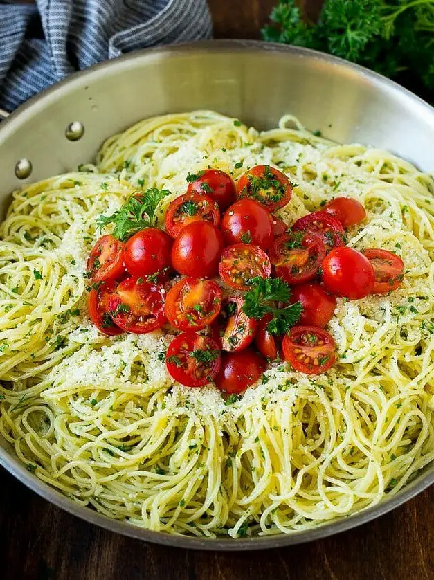 Angel Hair Pasta with Garlic and Herbs