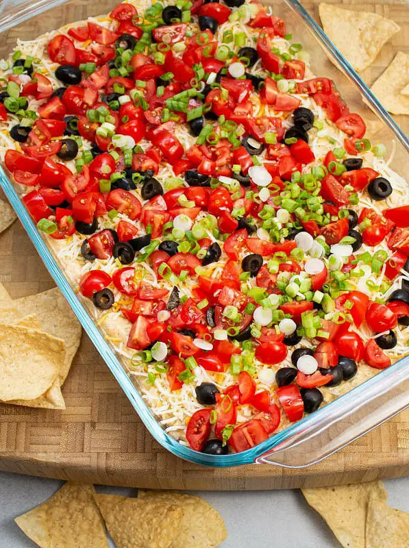 Layered Taco Dip with Refried Beans