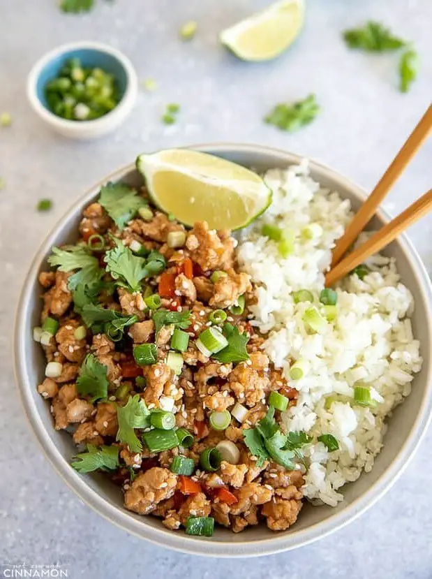 Asian Ground Turkey Rice Bowls