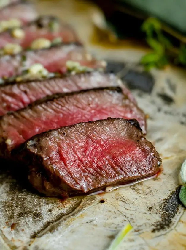 Elk Sirloin Steak with Blue Cheese Compound Butter