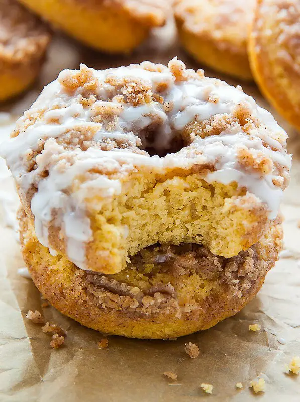 Coffee Cake Donuts with Vanilla Glaze