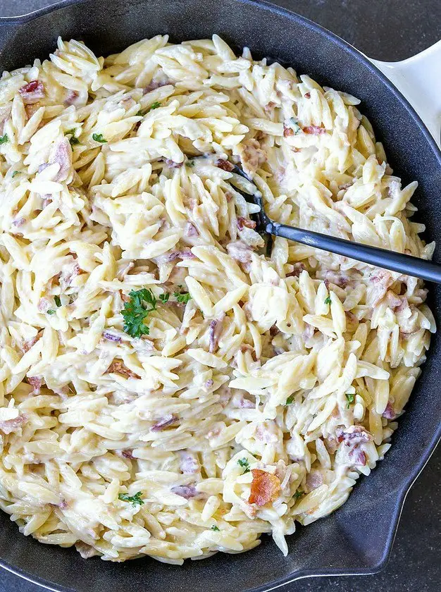 Creamy Orzo Bacon Pasta