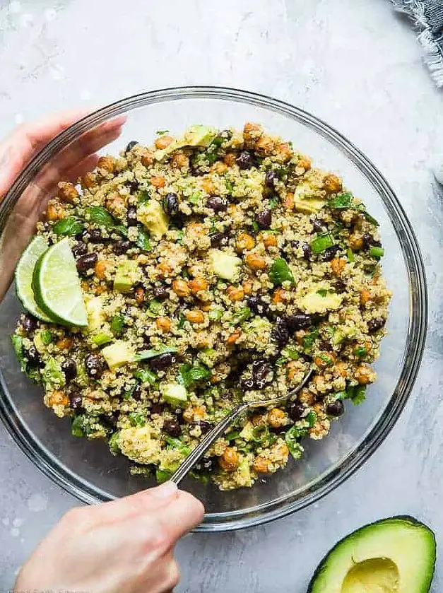 Quinoa Chickpea Avocado Salad with Black Beans