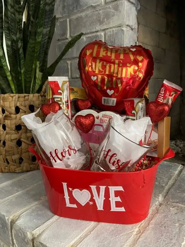 HIS AND HERS VALENTINES GIFT BASKET